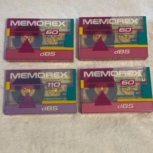 Lot of 4 Memorex dBS 60 dBS 110 Blank Cassette Audio Tapes New In Plastic